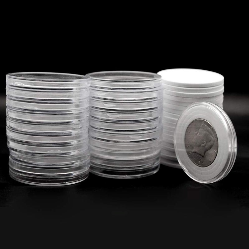 Befantasway 50pcs Clear Plastic Coin Capsules, Coin Collection Case of 5 Size with Adjustable Gasket for Coin Collection American Silver Eagle Liberty Coin &JFK Half Dollar & Bitcoin (18/23/28/33/38mm)-50pcs - Image 1